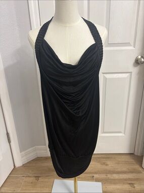 Black Braided Halter Mini Dress